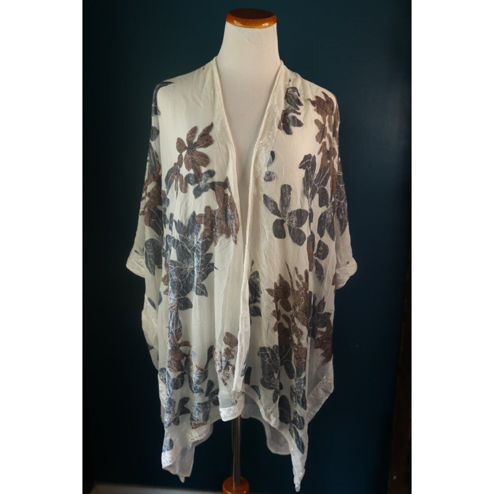 Lovestitch Velvet Burnout Kimono Coverup Floral Boho Fairy Whimsical Beachy OS